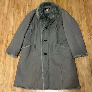 Vintage ISSEY MIYAKE Men Coat Fur Trim Wool Made In Japan Size 2